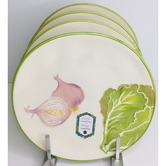 4 Salad Plates PAPART Ceramics Vegetables 9.25" New - Picture 1 of 5